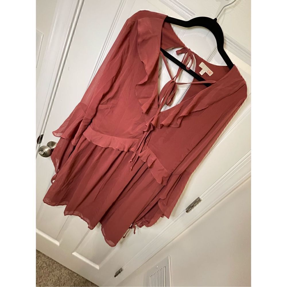 GB women’s long sleeve sheer dress cutout back XL NWT